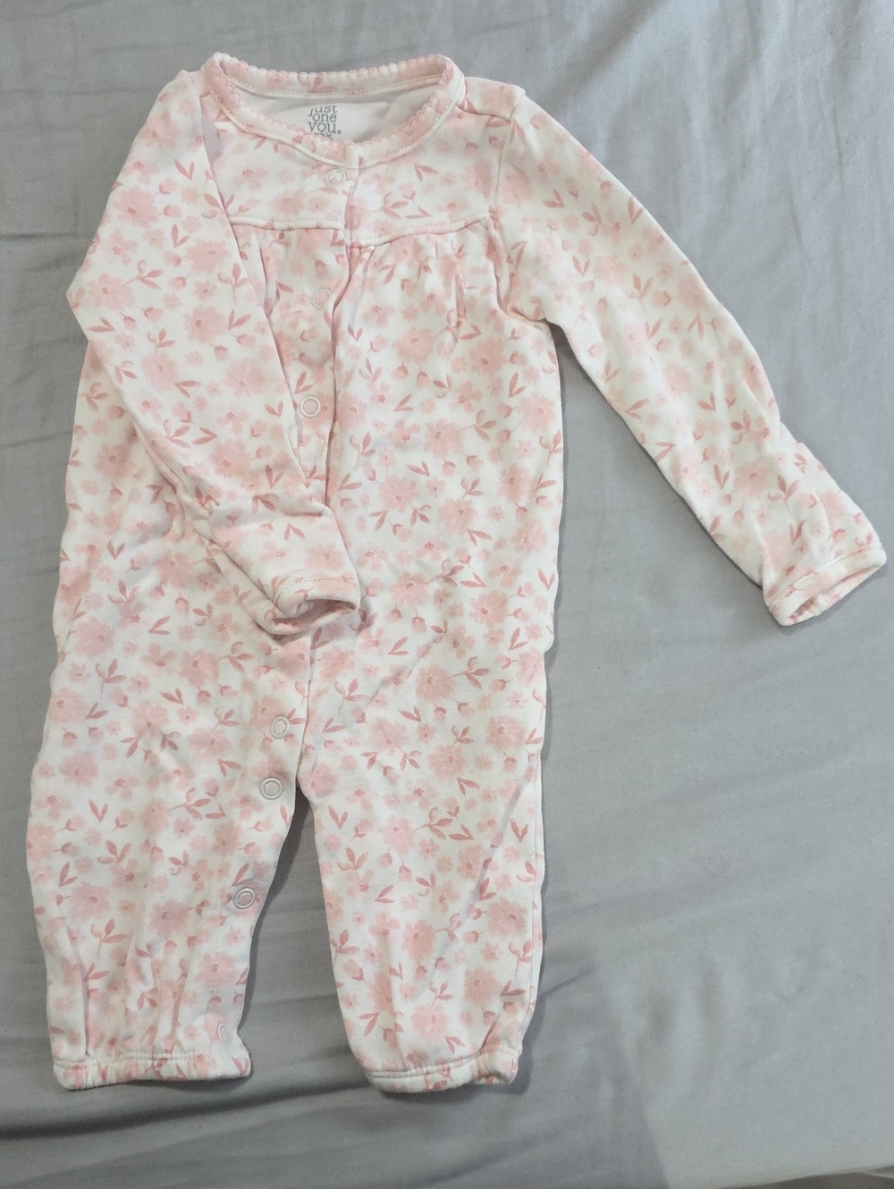 Soft Floral Pink Baby One-Piece Romper - Cozy Snap Front
